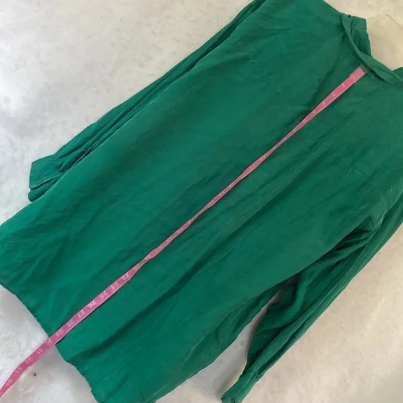 Vintage 80’s Bonjour Green Long Sleeve 100% Silk Plus Size Blouse - Picture 15 of 15